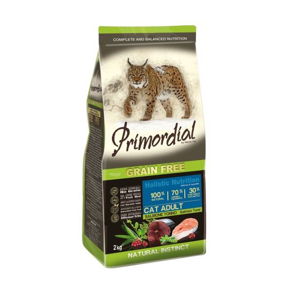 פרימורדיאל מזון יבש לחתול בוגר נטול דגנים סלמון וטונה באנר