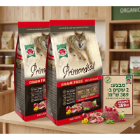 מבצע זוגות!! פרימורדיאל מזון יבש לכלב בוגר נטול דגנים גזע קטן חזיר בר וכבש