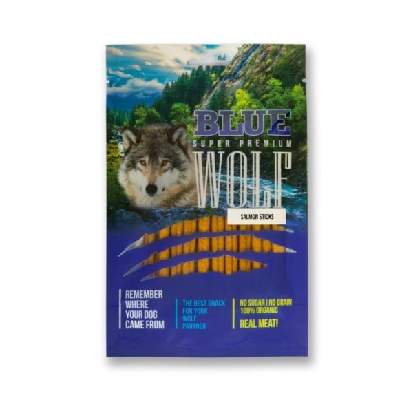 BLUE WOLF חטיף מקלוני סלמון טבולים בשמן זית  באנר