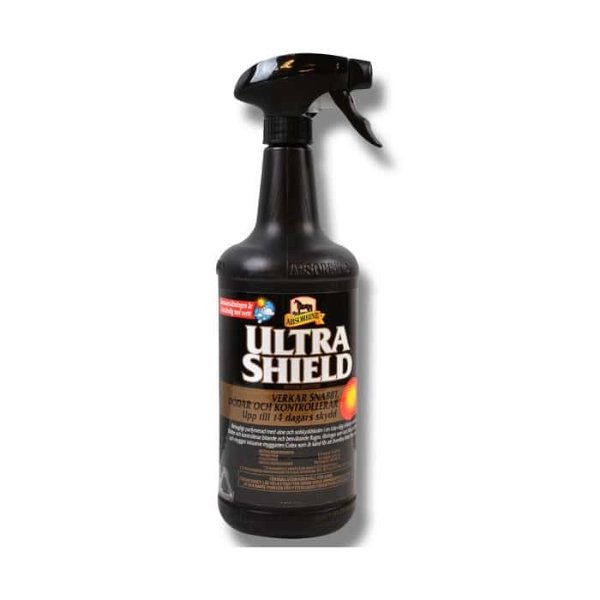 תרסיס ULTRA SHIELD להדברה ודחיית יותר מ-70 סוגי מזיקים לכלבים, סוסים, וסביבתם באנר