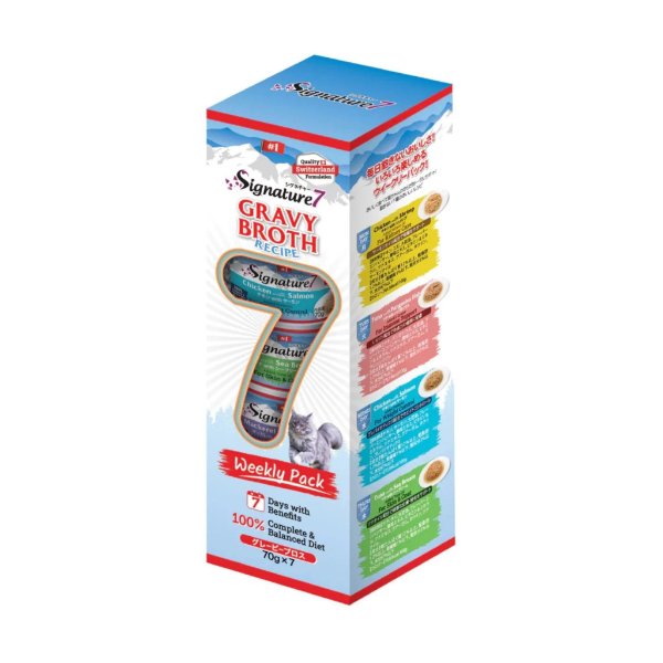 חדש!! סיגנצ’ר 7 מארז מזון בריאות רטוב שבועי לחתולים 7 טעמים באנר