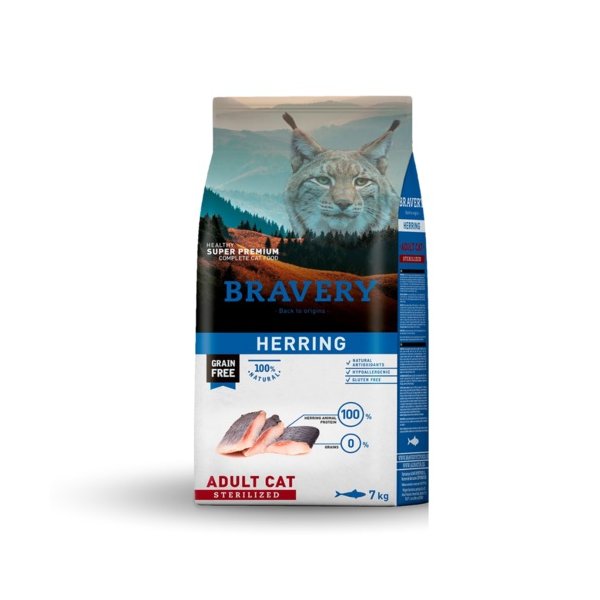 ברייברי מזון יבש לחתול בוגר מסורס נטול דגנים הרינג באנר