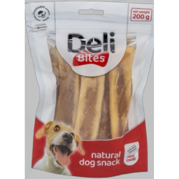 Deli Bites עצם לעיסה לכלב 100% רצועות עור דלי בייטס  באנר
