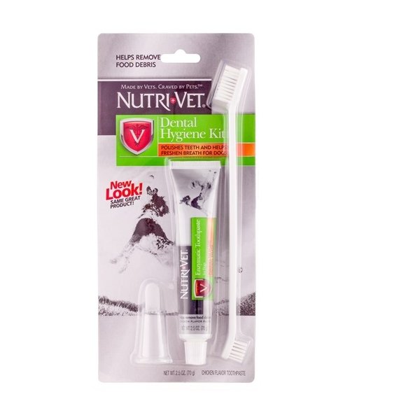 ערכה לניקוי שיניים משחה+מברשת NUTRI-VET לשיניים וחניכיים בריאות באנר