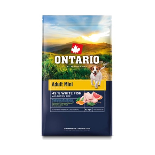 אונטריו מזון יבש לכלב בוגר גזע קטן דג לבן באנר
